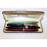 Four Sheaffer fountain pens with 14ct gold nibs