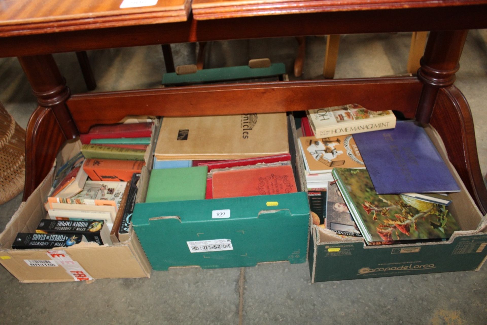 Three boxes of various miscellaneous books
