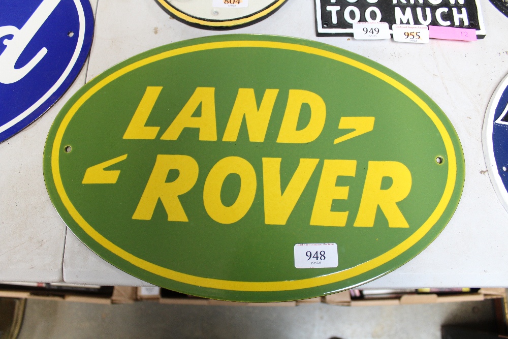 A reproduction Land Rover advertising sign