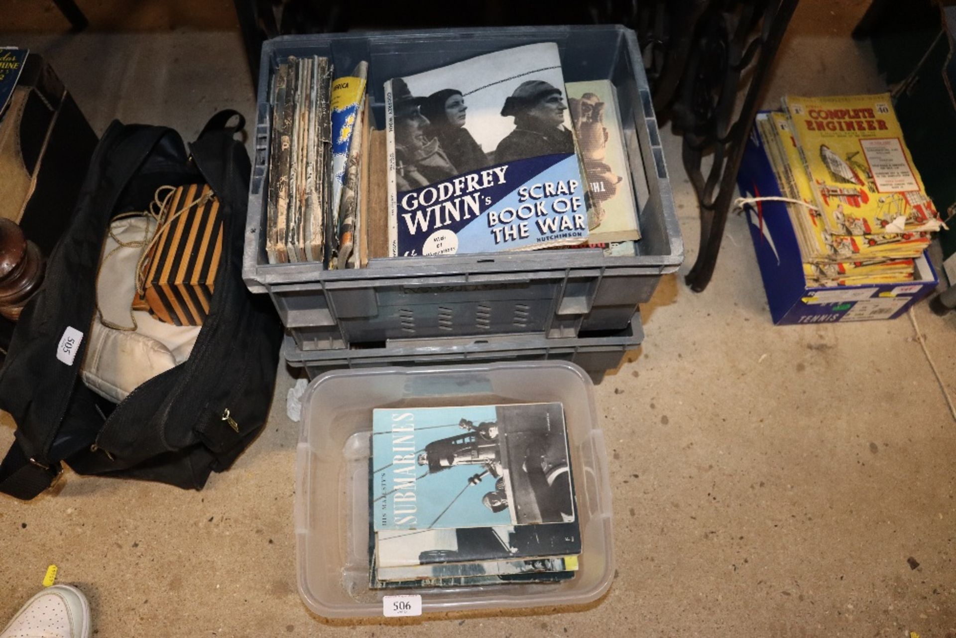 Three boxes of miscellaneous war magazines etc.