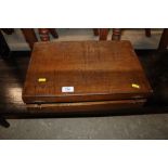 An oak cased cutlery canteen box and various conte