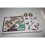 A box of various jewellery; two miniature cloisonn