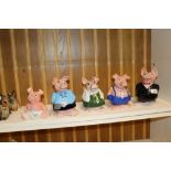 Five Wade pig money boxes