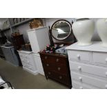 An Edwardian mahogany and satin wood crossbanded dressing chest fitted three drawers