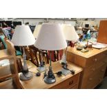 Five various table lamps and shades