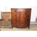 A Victorian mahogany bow front chest fitted four d