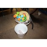 Two crabbing buckets and toys