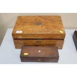 A mahogany writing box and a mother of pearl inlai