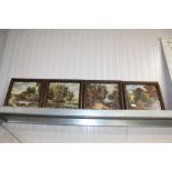 Four framed collections of tiles