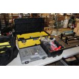A Stanley tool box and contents; a box of various