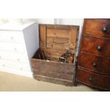 A wooden tool chest and contents of various planes