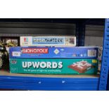Three board games: Upwards, Monopoly The Aldeburgh
