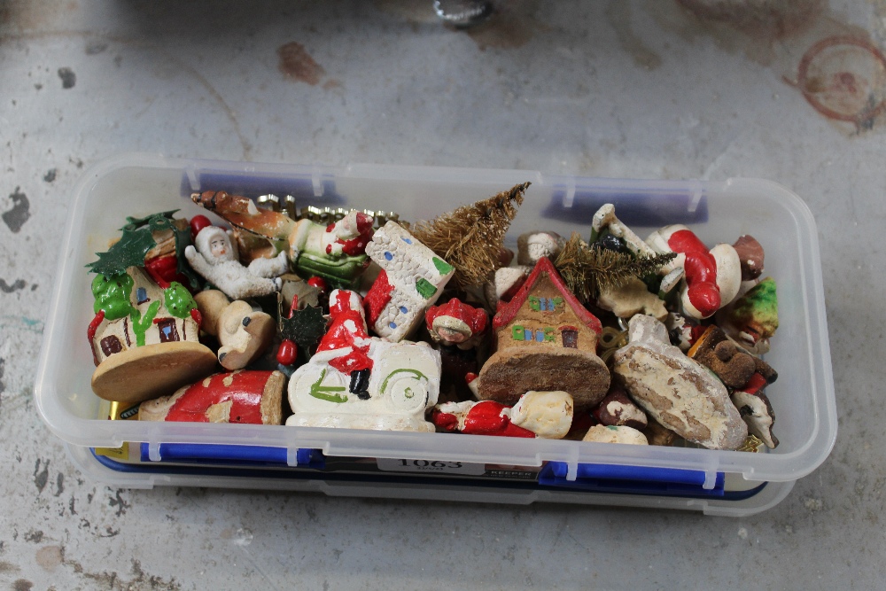 A box of Christmas cake ornaments