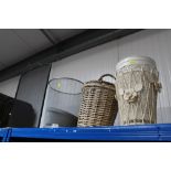 A collection of basketware, waste bins and a spark