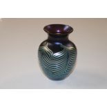 An Okra iridescent glass vase, marked to base Glas