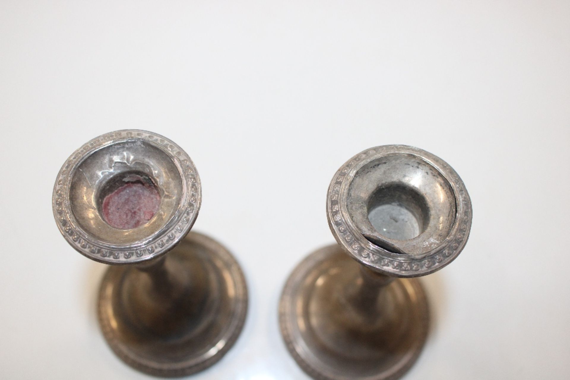 A pair of silver candlesticks with weighted bases - Image 6 of 7