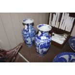 A pair of blue and white Japanese vases AF
