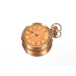 A 9ct gold cased fob watch AF, approx. 28gms tota