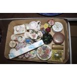 A tray box and contents of various porcelain ornam