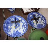 A pair of blue and white Japanese charger