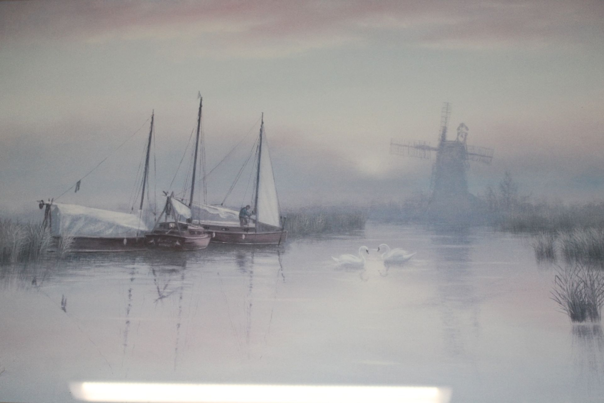 David Dane. large Norfolk Broads coloured print - Image 2 of 3