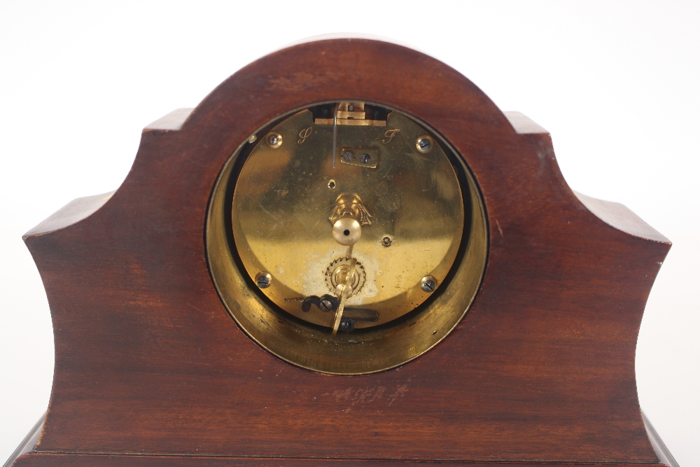 An Edwardian inlaid mahogany mantel timepiece of a - Image 3 of 3