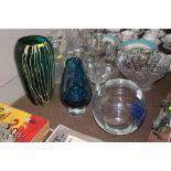 A West German Swiesel Art Glass vase; a Goebel glass vase and another
