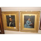 A pair of Victorian oil portraits of lady and gent