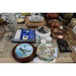 A quantity of memorabilia, collectors plates ang mugs  and a miniature tea set etc