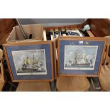 Four framed and glazed ship pictures