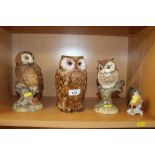 Two Aynsley owl ornaments "The Tawney Owl" and "Th