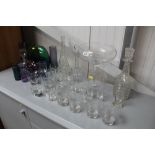A quantity of glassware to include decanters, colo