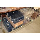 A quantity of various vintage travel trunks and su