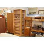 Two wood effect open fronted bookcases