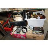 Five boxes containing various sundry items to incl