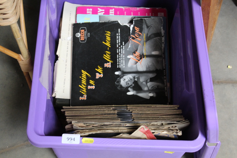 A box of various records