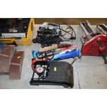 A Powercraft jig saw; a Skil electric saw; and a h