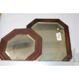 Two oak framed bevel edged wall mirrors AF