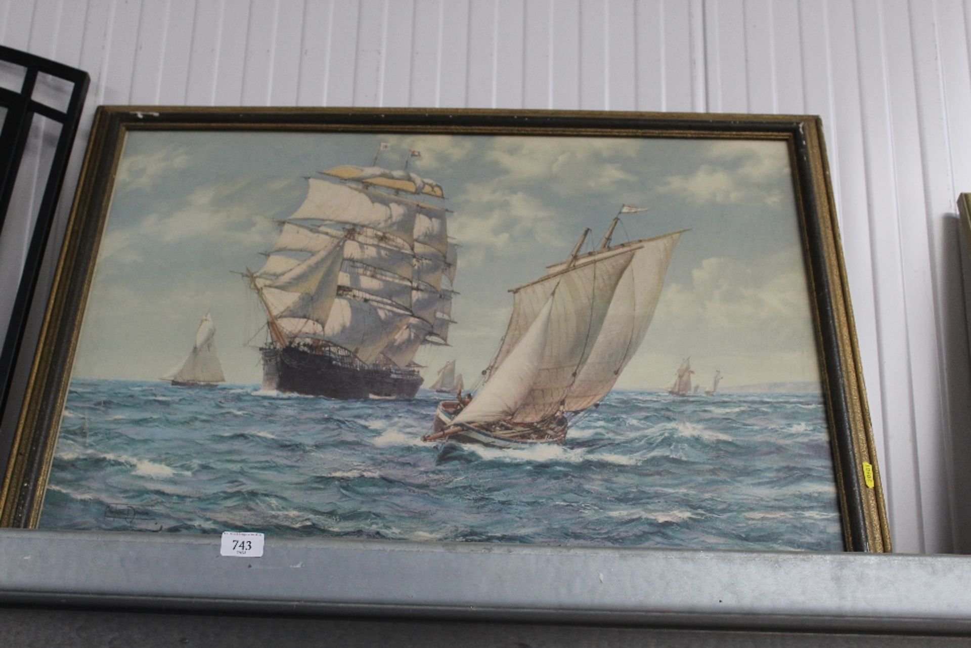 After Montague Dawson, coloured print depicting sa