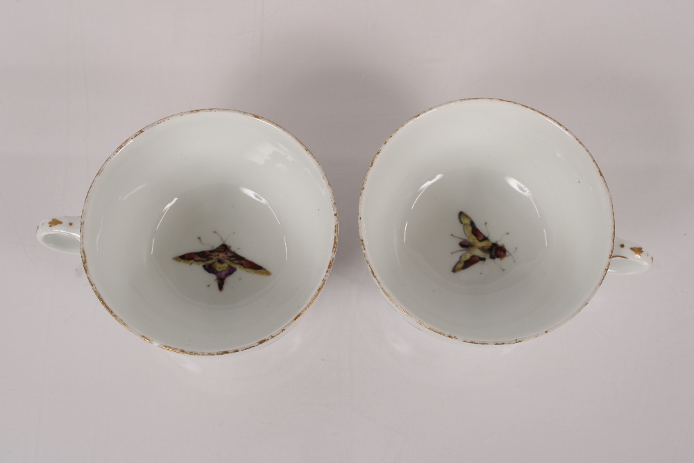 A pair of mid-18th Century Meissen porcelain ornithological cups and saucers, decorated birds on - Image 3 of 12