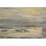 Cavendish Morton 1911-2015, river scene with boats possibly the Alde, signed and dated 1964,
