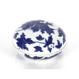 A 19th Century Chinese blue and white circular bowl and cover, 27cm dia.