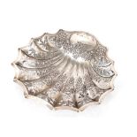 An Edwardian silver shell shaped dish, London 1907