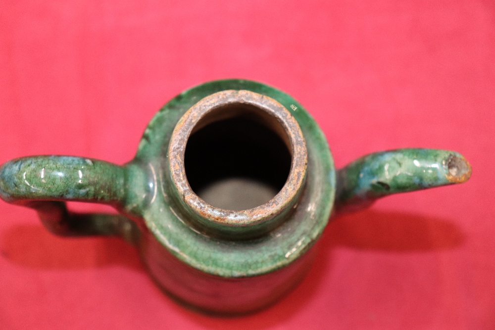 A 17th Century Chinese porcelain pedestal bowl, 16.5cm dia.; and a green glazed Chinese wine pot - Image 25 of 32