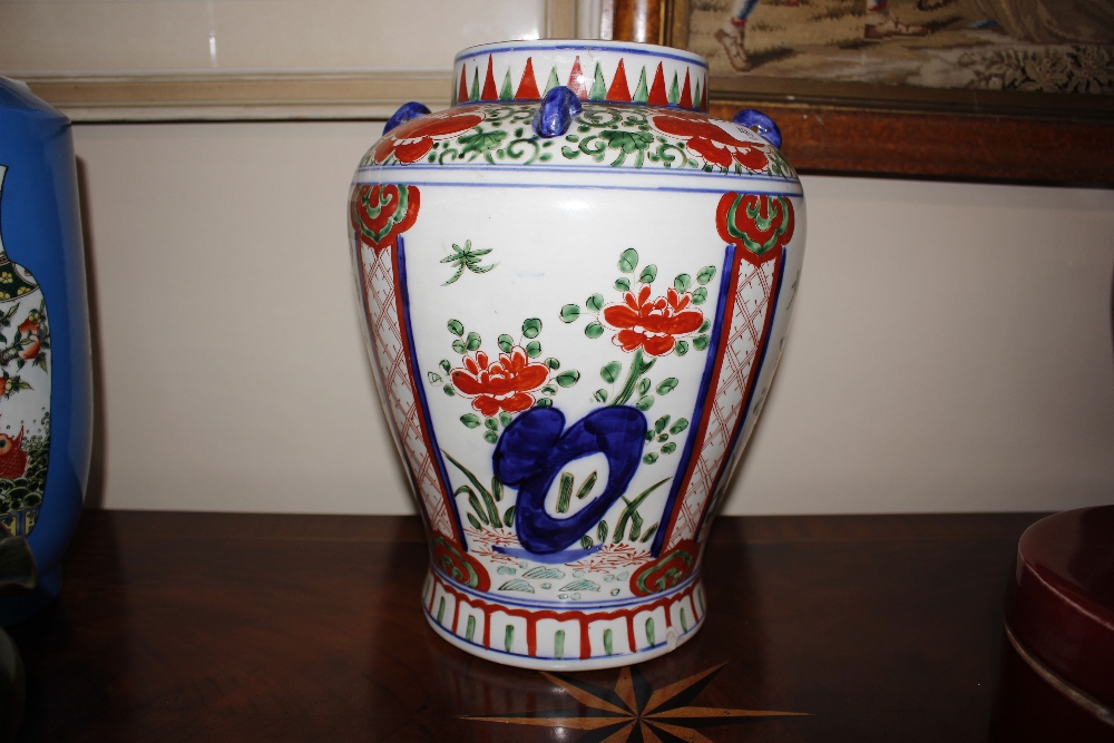 A Chinese baluster jar, having lop handles, brightly coloured enamel decoration, 33cm high - Image 9 of 20