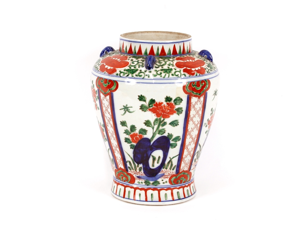 A Chinese baluster jar, having lop handles, brightly coloured enamel decoration, 33cm high - Image 2 of 20