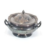 A quantity of various electroplated items to include a revolving breakfast dish; soup tureens;