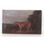 English school, 19th Century naïve study of greyhound and rabbit, 31cm x 52cm unframed