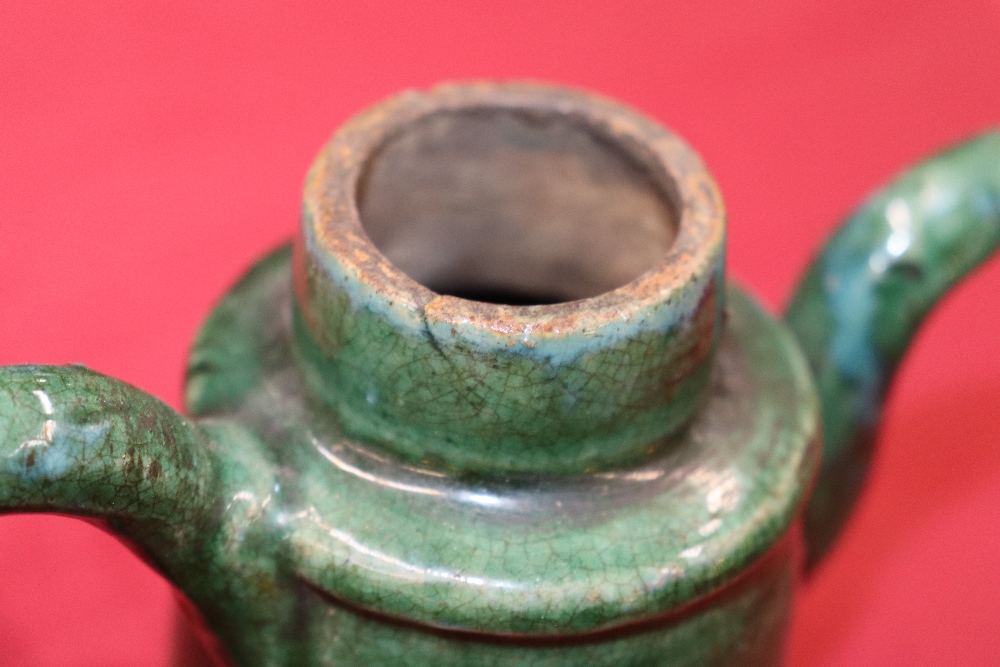 A 17th Century Chinese porcelain pedestal bowl, 16.5cm dia.; and a green glazed Chinese wine pot - Image 28 of 32