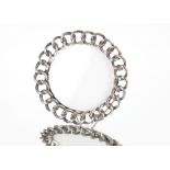 A circular silver chain link effect photo frame